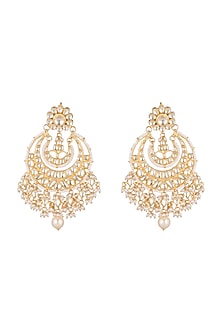 Gold Polish Kundan Chandbali Earrings