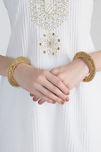Gold Polish Carved Bangles
