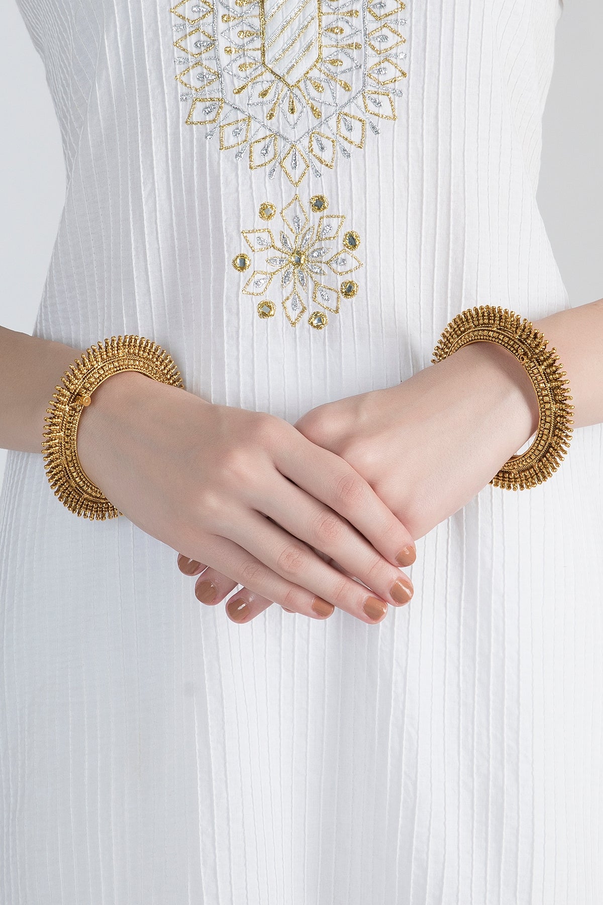 Gold Polish Carved Bangles