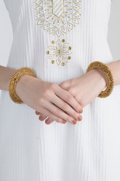 Gold Polish Carved Bangles
