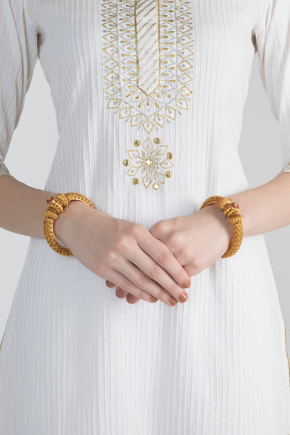 Gold Polish Carved Discs Bangles