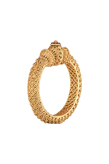 Gold Polish Carved Discs Bangles