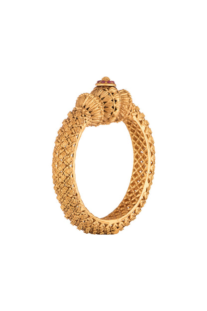 Gold Polish Carved Discs Bangles