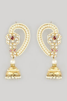 Gold Finish Faux Kundan Polki Earrings