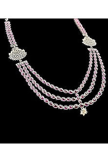 Silver Finish Ruby Stone Necklace In Sterling Silver