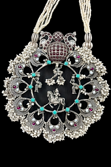 Silver Finish Rani Laxmi Bai Necklace In Sterling Silver