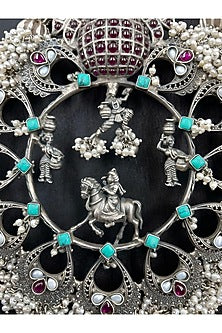 Silver Finish Rani Laxmi Bai Necklace In Sterling Silver