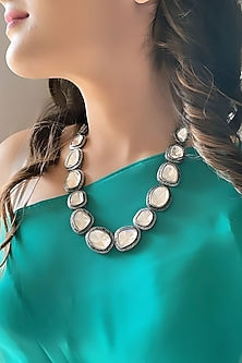 Silver Finish Polki Mala In Sterling Silver