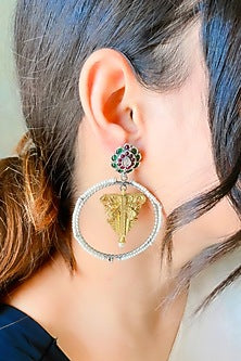 Silver Finish Synthetic Stone Dangler Earrings In Sterling Silver