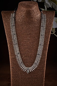 Silver Finish Synthetic Stone Long Necklace In Sterling Silver