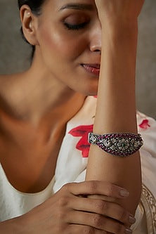 Ruby Openable Kada In Sterling Silver