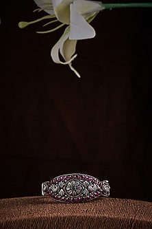 Ruby Openable Kada In Sterling Silver