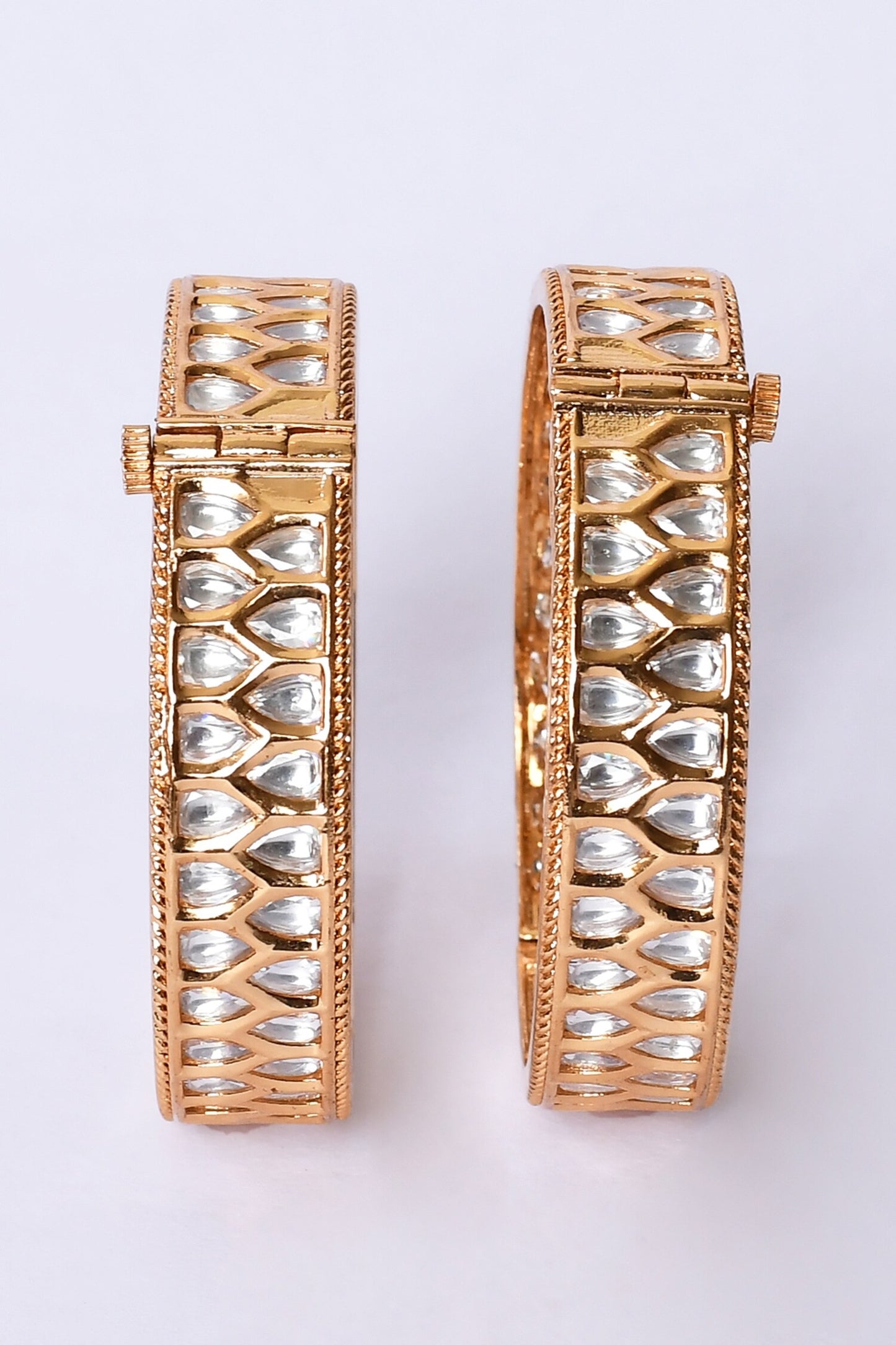 Cut Work Kundan Embellished Bangles - Set of 2 