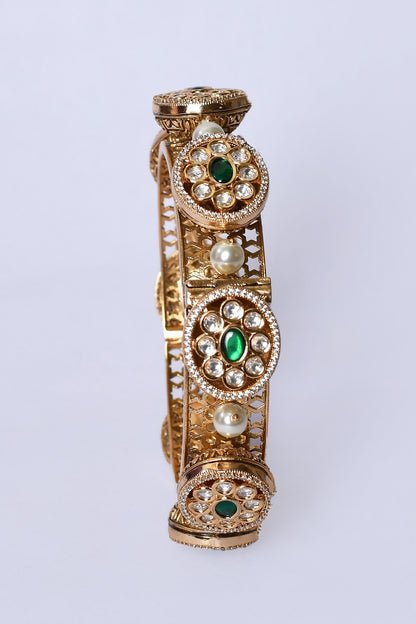 Kundan Brass & Pearl Embellished Kada - Set of 2 