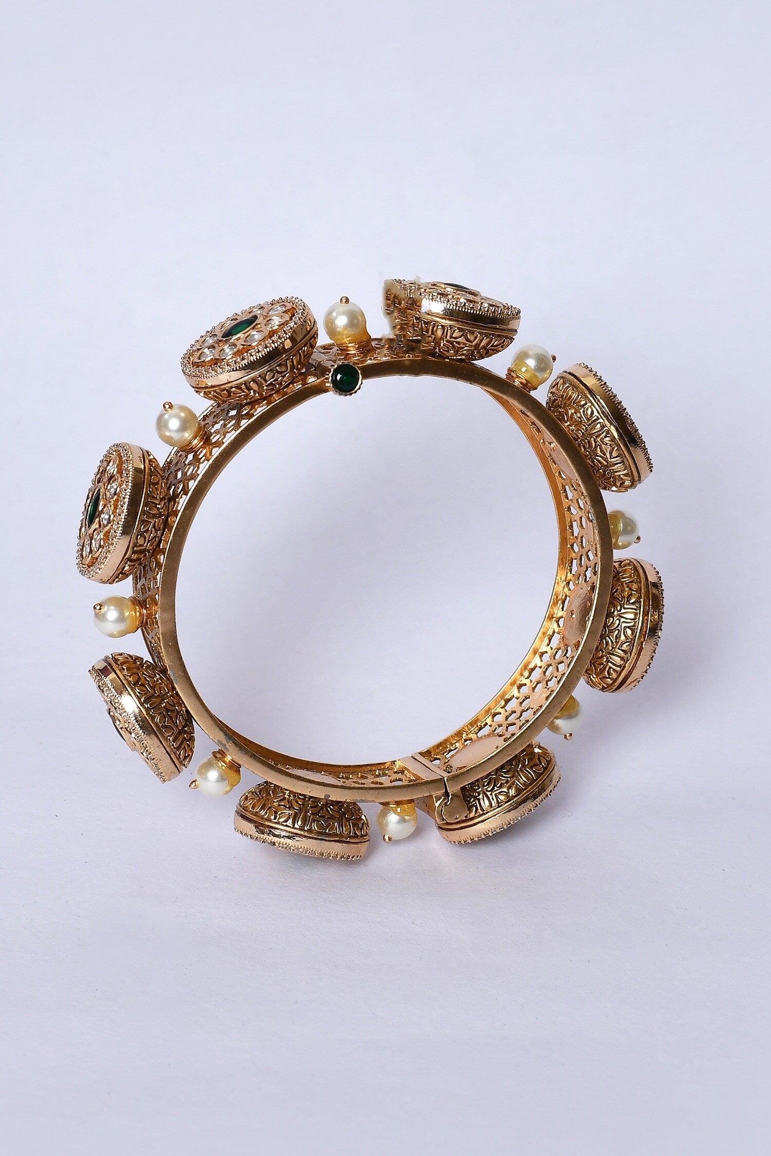 Kundan Brass & Pearl Embellished Kada - Set of 2 