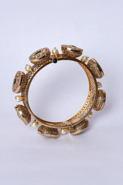 Kundan Brass & Pearl Embellished Kada - Set of 2 