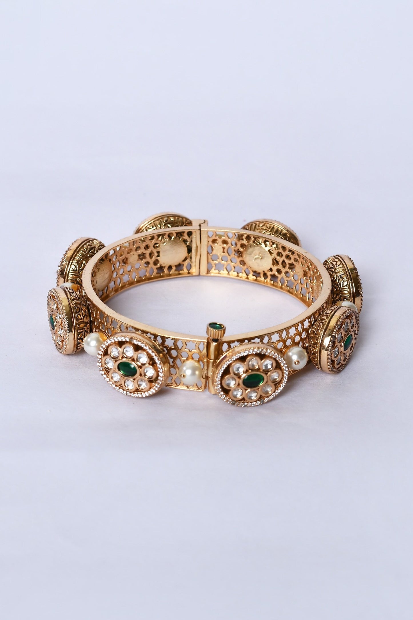 Kundan Brass & Pearl Embellished Kada - Set of 2 