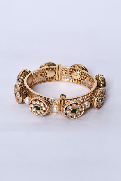 Kundan Brass & Pearl Embellished Kada - Set of 2 
