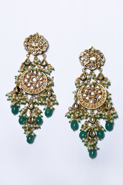 Kundan & Pearl Embellished Dangler Earrings 