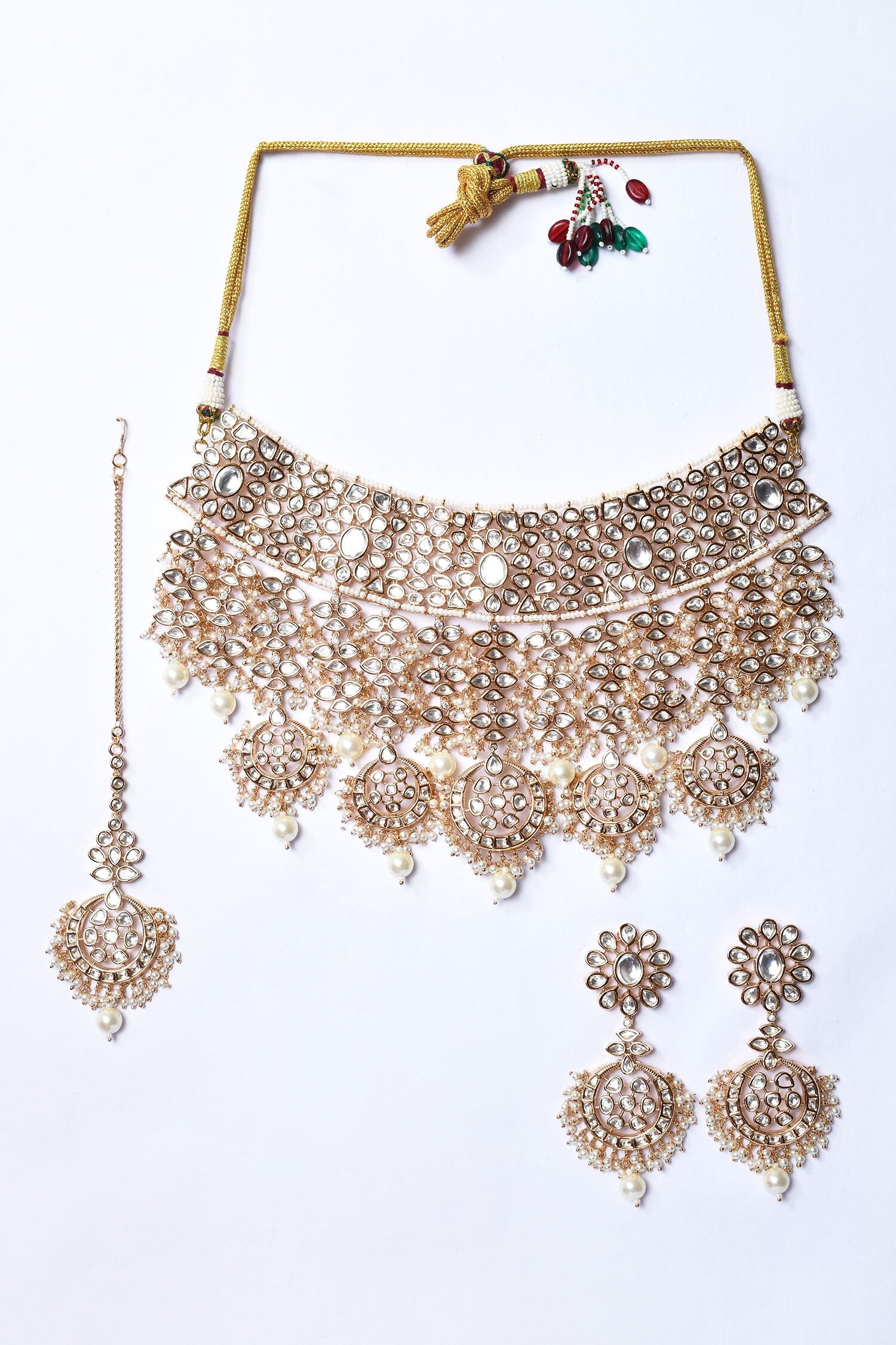 Crecent Moon & Floral Cut Work Jewellery Set 
