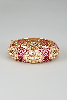 Gold Finish Kundan Polki Meenakari Kada