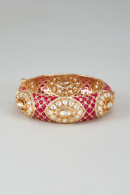 Gold Finish Kundan Polki Meenakari Kada