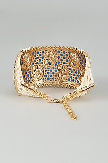 Gold Finish Kundan Polki & White Beaded Meenakari Kada