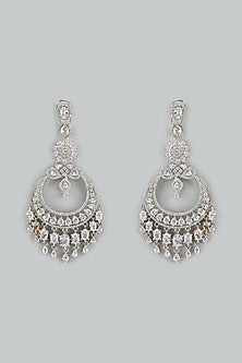 White Finish Cubic Zirconia Dangler Earrings