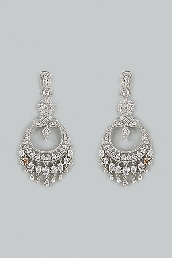 White Finish Cubic Zirconia Dangler Earrings