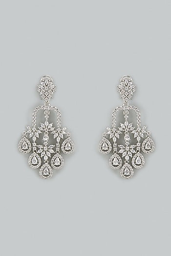 White Finish Cubic Zirconia Dangler Earrings