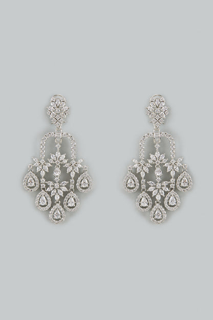 White Finish Cubic Zirconia Dangler Earrings