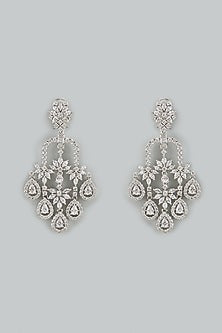 White Finish Cubic Zirconia Dangler Earrings