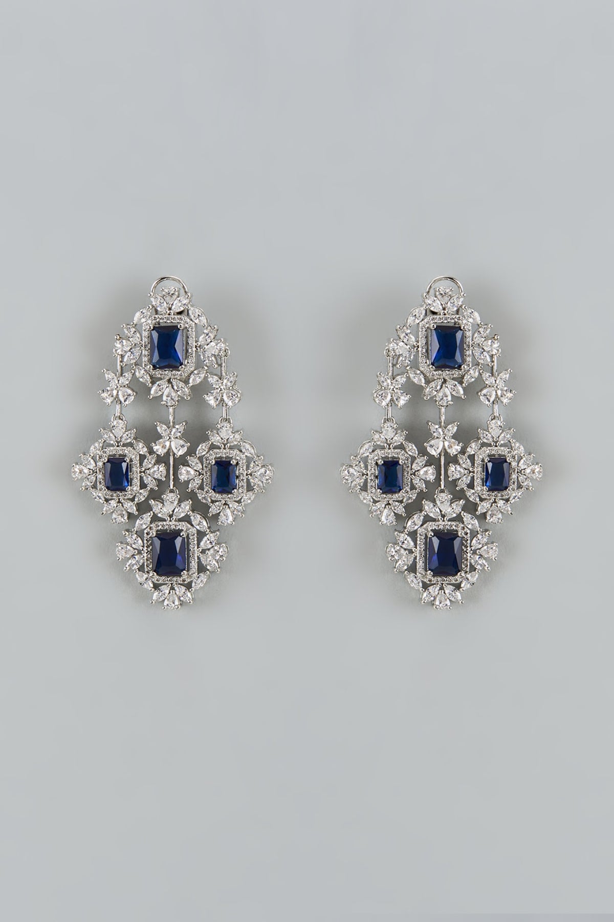 White Finish Cubic Zirconia Dangler Earrings