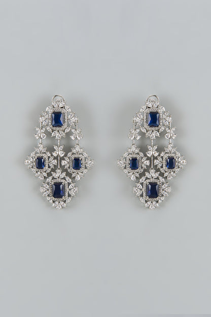 White Finish Cubic Zirconia Dangler Earrings