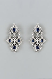 White Finish Cubic Zirconia Dangler Earrings