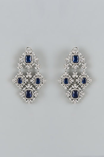 White Finish Cubic Zirconia Dangler Earrings