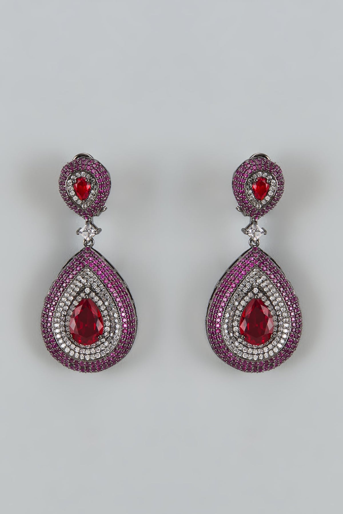 White Finish Cubic Zirconia Dangler Earrings