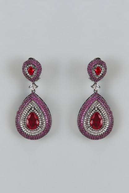 White Finish Cubic Zirconia Dangler Earrings