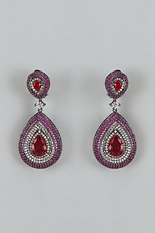 White Finish Cubic Zirconia Dangler Earrings