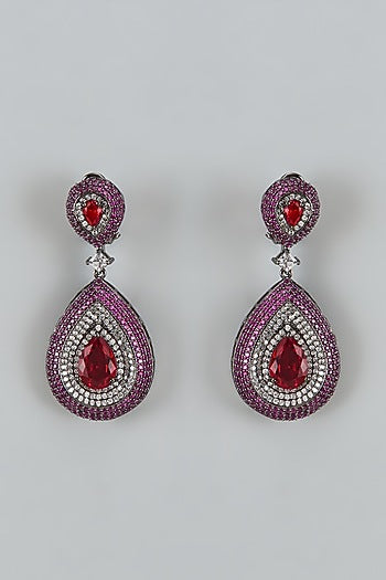 White Finish Cubic Zirconia Dangler Earrings