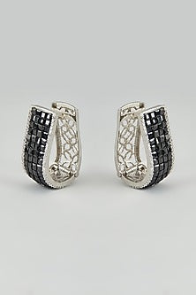 White Finish Cubic Zirconia Hoop Earrings