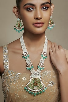 Gold Finish Kundan Polki Meenakari Mala Set