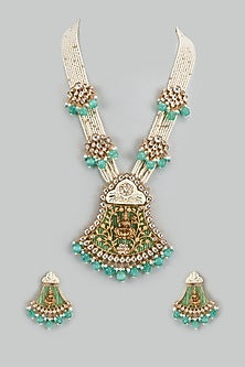 Gold Finish Kundan Polki Meenakari Mala Set