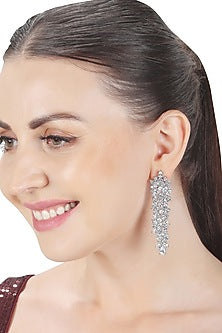 White Finish Cubic Zirconia Dangler Earrings