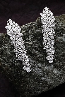 White Finish Cubic Zirconia Dangler Earrings