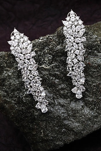 White Finish Cubic Zirconia Dangler Earrings