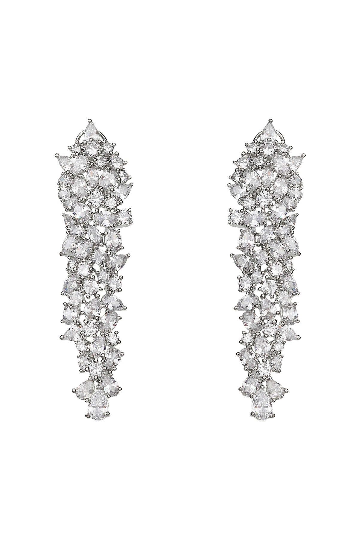 White Finish Cubic Zirconia Dangler Earrings