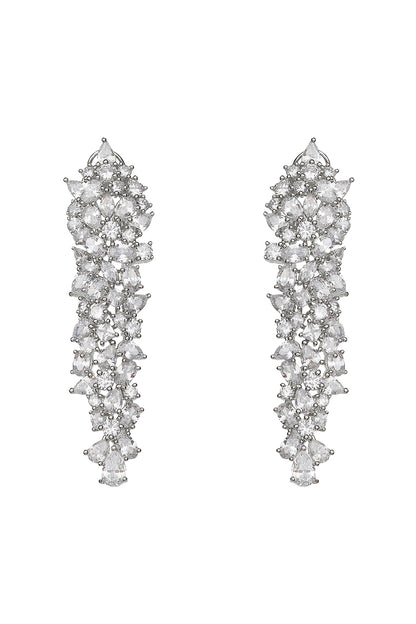 White Finish Cubic Zirconia Dangler Earrings