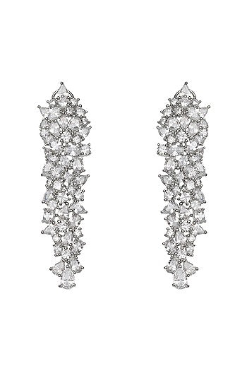 White Finish Cubic Zirconia Dangler Earrings