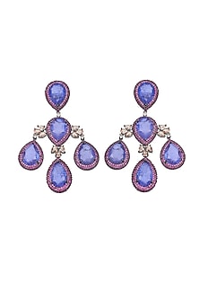 White Finish Amethyst Doublet & Pink Cubic Zirconia Chandelier Dangler Earrings